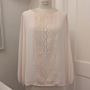 White House Black Market Blush Lace Blouse